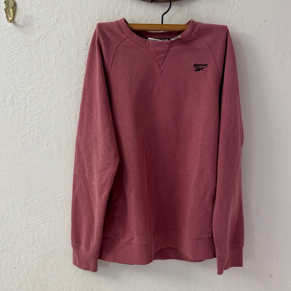 Reebok Pink Crewneck Pullover Bleached Oversized Sweater Large
